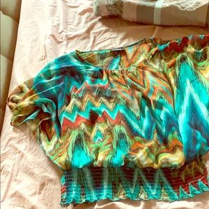 Multi colored off the shoulder shirt